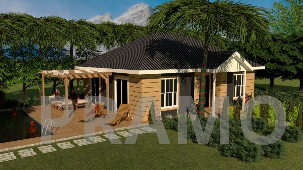 105 متر مربع من المساكن الفولاذية المكونة من طابق واحد