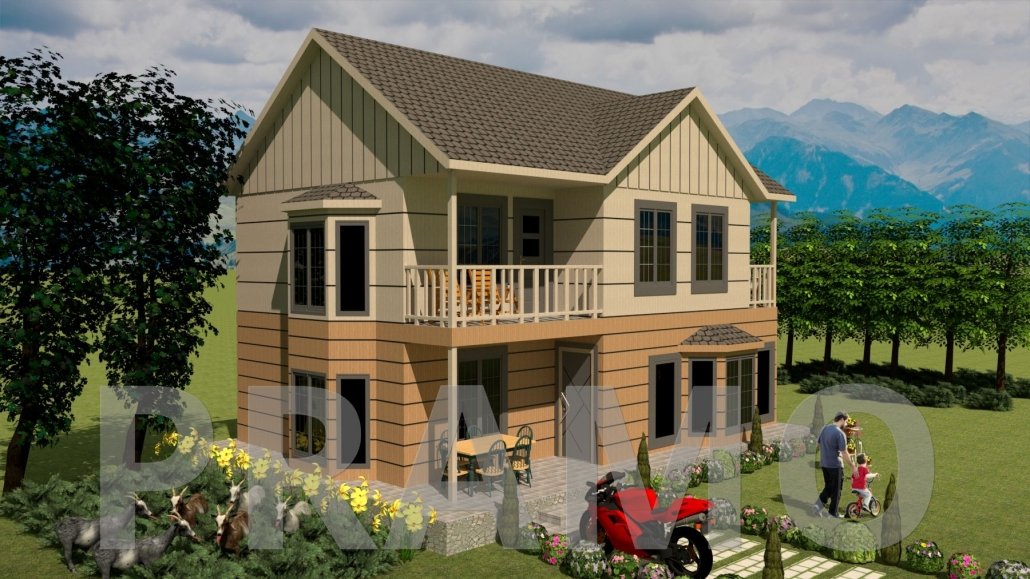 155 متر مربع من المساكن الفولاذية المكونة من طابقين