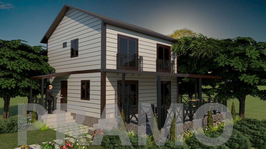 156 متر مربع من المساكن الفولاذية المكونة من طابقين